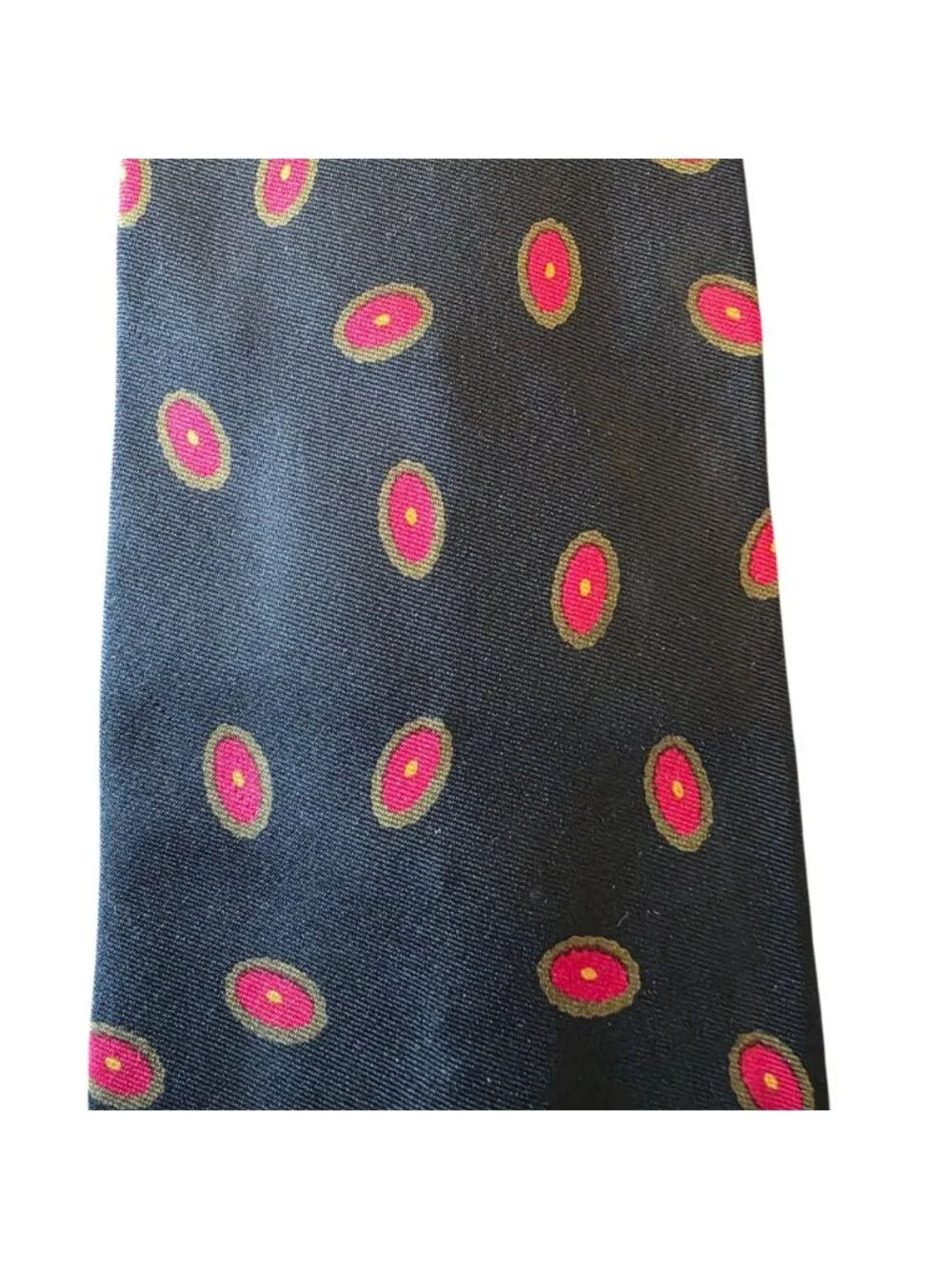 Vintage Private Stock Italian Silk Tie Black Red Gold Geometric Medallion